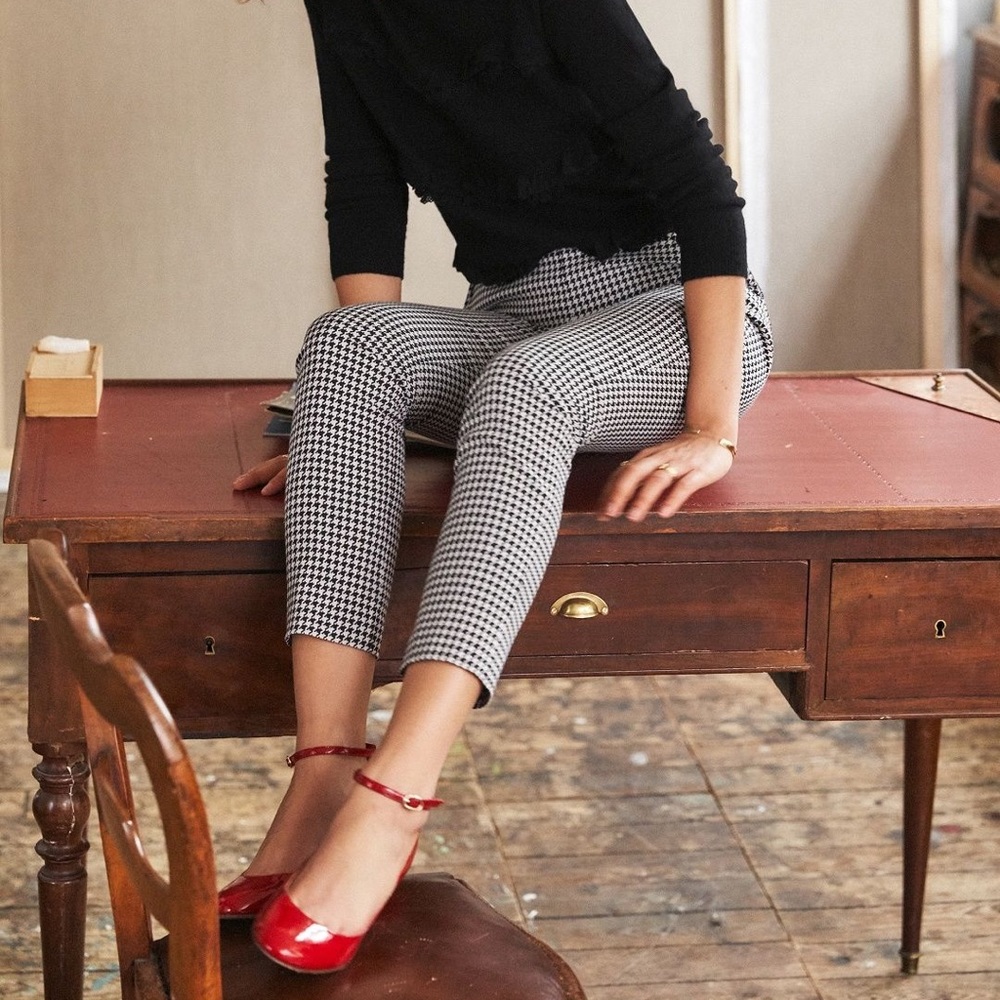 Sezane Clara Pants Size 36 in Black/Ecru